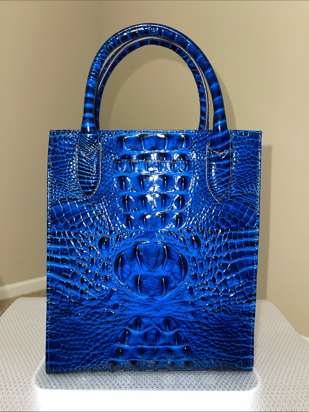 Brahmin Blue Croc-Embossed Satchel - Picture 2 of 8